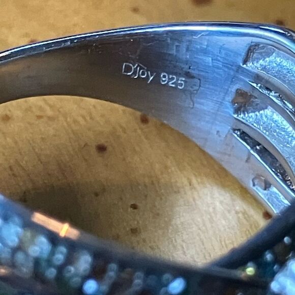 Natural Diamond Sterling Silver Buckle Ring Size 7 - Picture 6 of 9